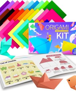 Praisebank Origami Paper. 220pcs 17 Colors 6x6 inch. Double Sided. Craft Kit with Guide.