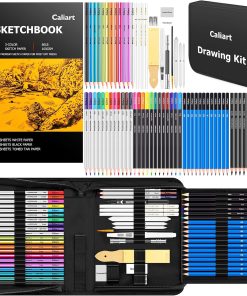 Caliart 176PCS Art Supplies Sketching Kit with 100 Sheets 3-Color Sketch Book. Graphite Colored Charcoal Watercolor & Metallic Pencils. Drawing Set Gifts for Adults Teens Girls Boys Kids