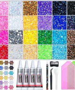 35000 Pcs Resin Jelly Rhinestones Kit. Multicolor 3mm Flatback Rhinestones with 4 Pcs B7000 Jewelry Glue & Tools. All-in-One Bedazzling Kit for DIY Arts & Crafts Gifts