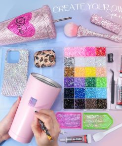 Alternative view of 35000 Pcs Resin Jelly Rhinestones Kit. Multicolor 3mm Flatback Rhinestones with 4 Pcs B7000 Jewelry Glue & Tools. All-in-One Bedazzling Kit for DIY Arts & Crafts Gifts